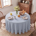 Eternal Beauty Gingham Ruffled Tablecloth Dusty Blue White 90 Round Wedding by EternalBeauty