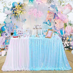 QueenDream Mermaid Blue Tablecloth 90x156 Inches Rectangle Tablecloths Sequin Iridescent Disco Party Decorations - Image 5