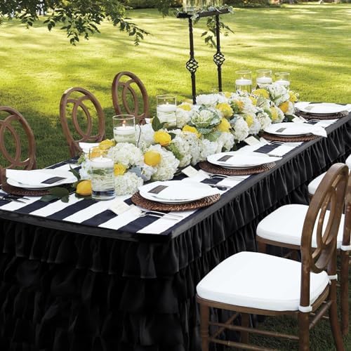 Black Tulle Table Skirt 9ft Tutu Table Skirt For Rectangle Table Birthday Party Decorations Baby Shower Girls Parties Cake Dessert Table Decorations Ruffle Table Skirting - Image 4