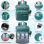 SHITIESHOU Diaper Bag Backpack Baby Bag, Baby Girl Boy Diaper Bag for Dad Mom with Pad, 16 Pockets, Pacifier Case, Large Diaper Bags Unisex for Travel (Green) - Image 3