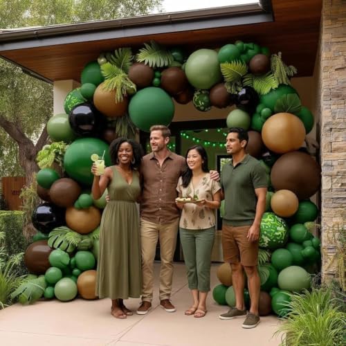 Camo Balloon Arch Garland Kit with Banner Leaves, 115PCS Double Stuffed - Image 7