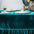 GLORY SEASON Velvet Tablecloth Luxurious Solid Rectangle Table Cloth,Oblong Retro Farmhouse Ruffle Tablecloths Washable Table Cover for Party Wedding Baby Shower Kitchen Dinning Tabletop Decoration - Image 6
