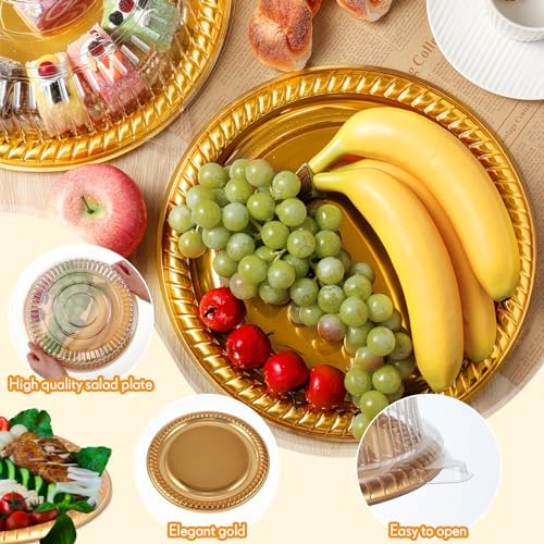 6 Pack Disposable Catering Trays with Lids for Party, 12 Inch, Gold, Yellow - Image 3