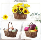 Barydat 6 Pcs Small Wicker Basket with Handle, Brown, 9" X 7" X 4" - Image 4