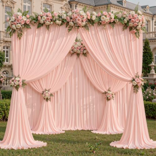 40x10ft Blush Pink Backdrop Curtain Panels for Parties - Wrinkle Free Polyester Photo Curtain Backdrop Wedding Back Drop Fabric Drapes for Party Decorations Background for Photography - Image 7