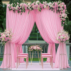50ftx12ft Pink Backdrop Curtains for Parties, Wrinkle Free Polyester Pink Photo Backdrop Drapes 10 Panels 12 ft Long Back Drop Cloth for Wedding Birthday Photography Background Party - Image 6