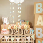 8 Set Baby Shower Centerpieces for Tables - 6 inch Wooden Boxes with Baby Letters Rustic Cube Planter Wood Blocks for Gender Reveal Party Favor (Brown) - Image 5