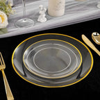 LIYH 60 Pcs Clear and Gold Plastic Plates Heavy Duty Clear Disposable Plates for Party Gold Plastic Plate for Wedding Birthday Include 30 Dinner 30 Dessert Plate - Image 6