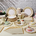 Tioncy 200 Pcs Party Plates Cups Napkins Set Serve 50 Gold,Nude - Image 4