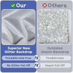 leegleri 40x10ft Thick Silver Glitter Backdrop Curtain Panels for Parties, Wrinkle Free Sequin Sparking Photo Backdrop Drapes, 8 Panels 5x10ft Shimmer Back Drop Cloth for Wedding Birthday Photography - Image 2