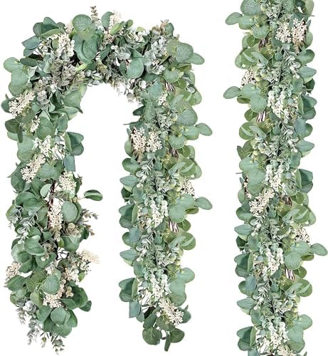 Ouddy Decor 2 Pack Eucalyptus Garland Artificial Greenery Vines with Buds by OuddyDecor