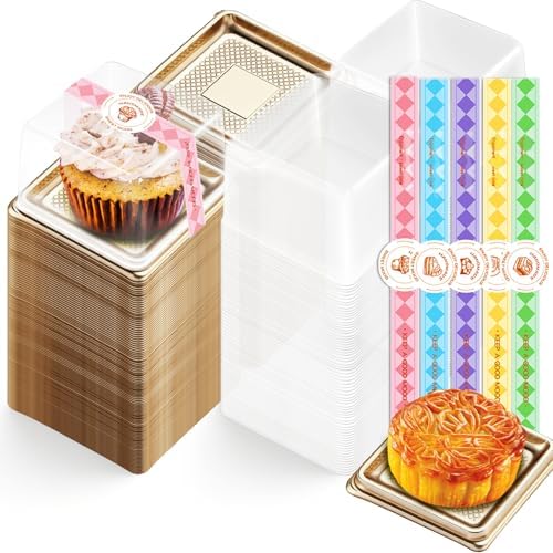 BenRan 100 Set 3.5 Inch Mini Cake Containers Clear Mooncake Boxes by BenRanMooncakeBox
