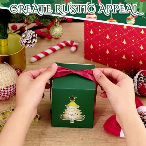 ReliThick 50 Set Candle Gift Box Transparent Gift Packaging for 4-10 oz Candles 50 Paper Thank You Tag for Wedding Birthday Baby Shower Party Favor, 3.35x3.35x3.94 in(Green,Christmas Tree) - Image 4