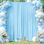 10x10ft Blue Backdrop Curtains for Baby Shower, Wrinkle Free Blue Curtains Photo Backdrop Drapes for Photography Weddings Birthday Soft Fabric Party Backgournd for Photoshoot 5x10ft, 2 Panels by Partisky