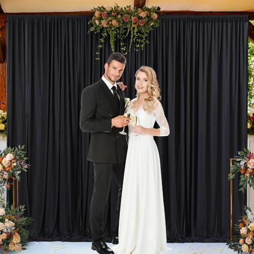 Black Backdrop Curtain 8 Panels-Wrinkle-Free Black Curtains Polyester Photography Drapes for Wedding Birthday Party Photo Background Backdrop Stand- 32 X10FT - Image 4