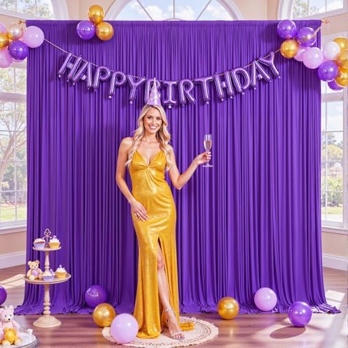 10ft x 10ft Purple Backdrop Curtain for Parties Purple Wrinkle Free Backdrop Drapes Panels for Wedding Mermaid Birthday Party Baby Shower Photo Photography Polyester Fabric Background Decoration - Image 3