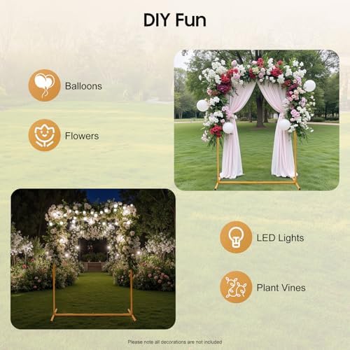 6.6ftx5ft Backdrop Stand, Portable Pipe and Drape Backdrop Stand for Parties Silver Wedding Garden Balloon Arch Frame for Wedding Birthday Parties Banquets Background Decor (4.9x 6.6ft) - Image 4