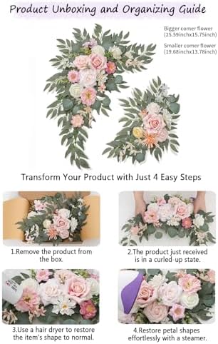 Wedding Welcome Signs Floral(Pack of 2)，Wedding Arch Flowers for Wedding Decorations and Reception Backdrop Decoration (New Pink) - Image 6