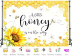 8X6ft Sunflower Bee Honeycomb Backdrop Sweet Floral Insect Photography Baby Shower Gender Reveal Background Tapestry Welcome Little One Party Decoration Photo Studio Props Fabric - Image 3