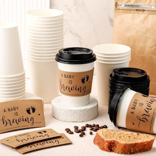 Jingmore a Babys Is Brewing Coffee Cup Baby Shower, White, 50 Sets - Image 3