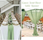 6 Pack 10Ft Sage Green Chiffon Table Runner 29x120 Inches Sheer Fabric Table Runner Romantic Wedding Runner for Thanksgiving Christmas Bridal Shower Decorations（Sage Green） - Image 5
