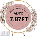 Round Backdrop Stand Arch Balloon Golden Metal Circle Garland Frame with Base for Wedding Birthday Party Baby Shower Graduation Decoration (7.87 FT) by Aisto