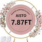 Round Backdrop Stand Arch Balloon Golden Metal Circle Garland Frame with Base for Wedding Birthday Party Baby Shower Graduation Decoration (7.87 FT) by Aisto