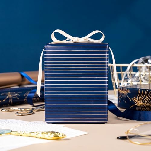 WRAPAHOLIC 30 Inch Navy Wrapping Paper - Jumbo Roll Gold and Navy Print with Cut Lines for Christmas, Birthday, Holiday, Father's Day, Baby Shower - 4 Rolls - 30 Inch x 120 Inch Per Roll - Image 6