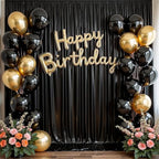 10ftx10ft Shimmer Black Sequin Backdrop Curtain for Parties, Thick Wrinkle Free Glitter Backdrop Drapes Photo Back Drop Curtains for Birthday Wedding Halloween Photography Background-2 Panels 5x10ft by LeegleriTableSkirt