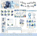 Party Inspo Blueberry Baby Shower Decorations – 126 PCs Fruit Themed Blue Berry Party Supplies with A Berry Sweet Baby Is on the Way Backdrop, Balloon Garland, Cake Topper, Sash, Badges - Image 2