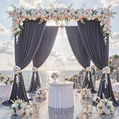 20 ft x 10 ft Wrinkle Free Charcoal Backdrop Curtain for Parties, Dark Grey Polyester Photo Backdrop Drapes for Baby Shower Wedding Engagement Birthday Party Backdrop Stand,5ft x 10ft 4 Panels - Image 2