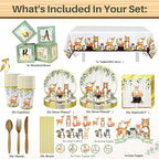 MEGA 257 Pc Woodland Baby Shower Decorations Boy & Girl Kit, Forest Animal Theme, Gender Neutral Baby Shower Decor, BABY boxes, Backdrop, Banner, Balloon Garland, Tablecloth, Plates Cups -20 Guests - Image 2
