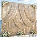 40x10ft Champagne Gold Glitter Backdrop Curtain for Parties, Wrinkle Free Satin Photo Backdrop Drapes 8 Panels Shimmer Back Drop Cloth for Wedding Birthday Baby Shower Photography Background Decor by Partisky