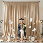 Champagne Gold Satin Backdrop Curtains 8 Panels - Glitter Photo Drapes for Baby Shower, 40x10FT Shimmer Back Drop Cloth, Wrinkle Free for Birthday Party Prom Wedding Photoshoot Background - Image 4