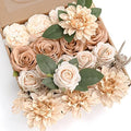 YYHUAWU Artificial Flowers Combo Box Set Gradient Color Flower Leaf with Stems for DIY Wedding Bouquets Centerpieces Baby Shower Party Home Decorations Nude Color by YYHUAWU