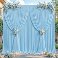 24ftx10ft Wrinkle Free Blue Backdrop Curtain - 10 Feet Photography Backdrop Drapes, Silky Polyester Back Drop Cloth for Wedding Baby Shower Balloon Arch Background by Unknown