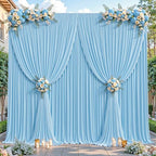 24ftx10ft Wrinkle Free Blue Backdrop Curtain - 10 Feet Photography Backdrop Drapes, Silky Polyester Back Drop Cloth for Wedding Baby Shower Balloon Arch Background by Unknown