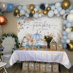 Mocsicka Pumpkin Backdrop for Girl Boy Autumn Fall Baby Shower Party Decorations Boho Blush Floral A Little Pumpkin is On The Way Baby Shower Cake Table Banner (Blue, 10x8ft(120''x96'')) - Image 3