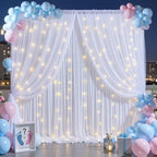 White Tulle Backdrop Curtain for Parties Wedding,20ft x 10ft Wrinkle Free Curtain Backdrop,2 Layer Drapes for Backdrop,Polyester Back Drop for Bridal Shower Birthday Baby Shower Photography - Image 3