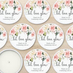 Custom Candles, Personalized Candles White and Pink Roses, Bulk Candles, Candle Favors, Candle Wedding Favors (Set of 10) (White Tin) - Image 4