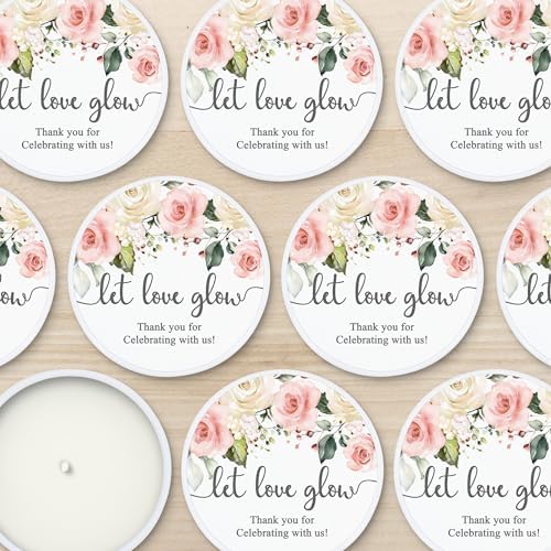 Custom Candles, Personalized Candles White and Pink Roses, Bulk Candles, Candle Favors, Candle Wedding Favors (Set of 10) (White Tin) - Image 4