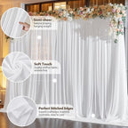 10ft x 10ft Cream White Backdrop Curtains, Wrinkle-Free Sheer Chiffon Fabric Photo Backdrop Drapes for Wedding Arch Party Ceremony Stage Photography Decorations - Image 4