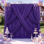 gogoparti 10ft x 12ft Deep Purple Wrinkle-Free Backdrop Curtain for Wedding Parties, Thick Polyester 2 Panels 5x12ft for Wedding Birthday Baby Shower Halloween Photography Party Background by Gogoparti