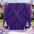 gogoparti 20ft x 12ft Deep Purple Wrinkle-Free Backdrop Curtain for Wedding Parties, Thick Polyester 4 Panels 5x12ft for Wedding Birthday Baby Shower Halloween Photography Party Background by Gogoparti