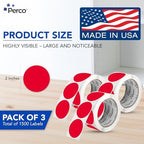 Perco Red Perforated Round Circle Dot Sticker 2-Inch Labels — 3 Rolls, 1,500 Stickers - Sale, Discount & Urgent Warning Labels, High Visibility - Made in USA - Image 2