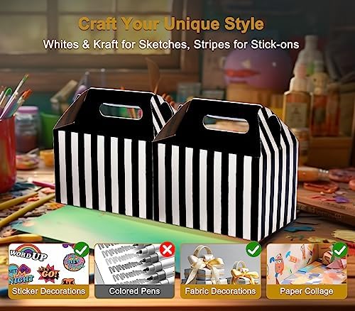 Happyhiram 40 Pack Black Striped Large Gable Boxes, 9x6x6 Inch - Image 3
