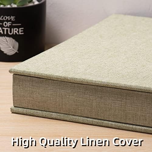 Large Photo Album Self Adhesive 4x6 5x7 3x5 8x10 Scrapbook Magnetic Album DIY Scrap Book Length 13 x Width 12.8 (Inches) 120 Black Sticky Pages Linen Cover DIY Photo Album(Gress Green) - Image 4