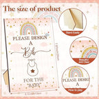 Panitay 100 Pcs DIY Baby Bibs Decorating Kit 50 White Bibs 25 Stencils 24 Markers 1 Baby Shower Game Sign - Image 3
