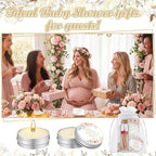 MTLEE 24 Sets Pink Roses Baby Shower Favors for Guest Bulk Including Lavender Scented Candles and Empty Matches Jars with Cork Top Thank You Cards and Organza Bags for Baby Shower Party Souvenir - Image 3