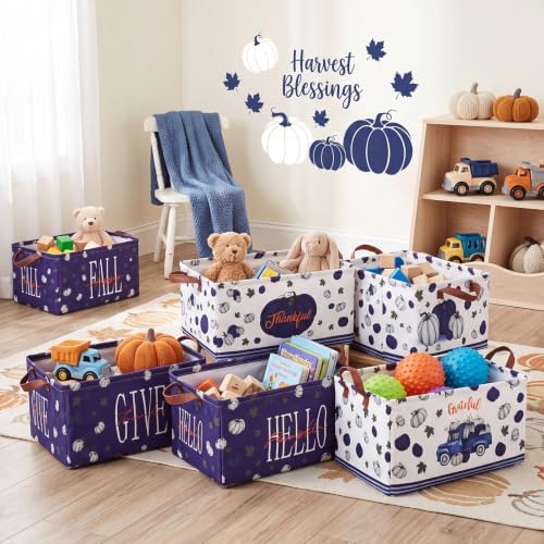CHENGU 6 Pack Fall Storage Bins Collapsible Autumn Pumpkin Baskets for Gift - Image 4